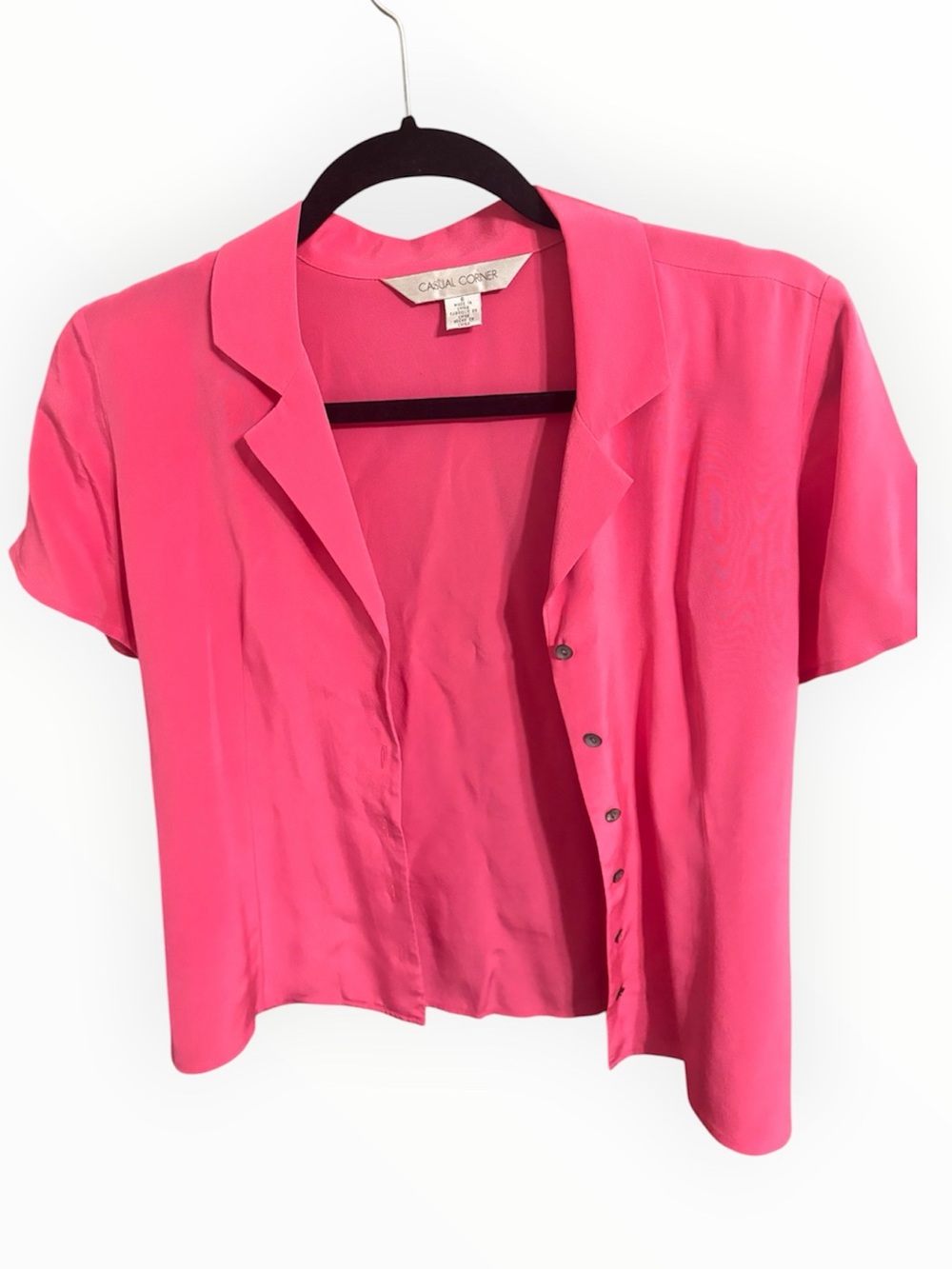 Vintage Casual Corner Pink Silk Button Down Top, Small